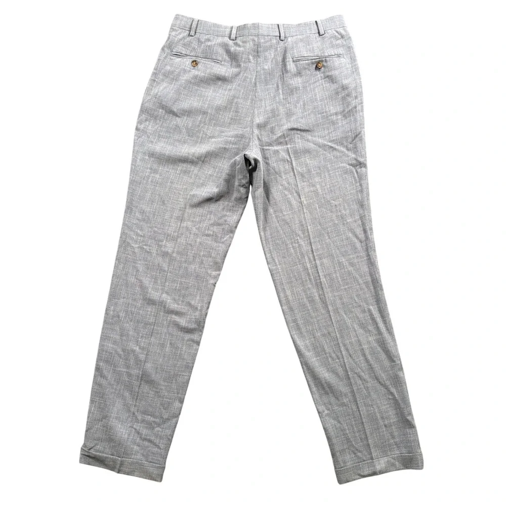 Ralph Ralph Lauren Pleated Dress Pants Men 36x32.5 Blue Gray Cuffed Quiet Luxury
